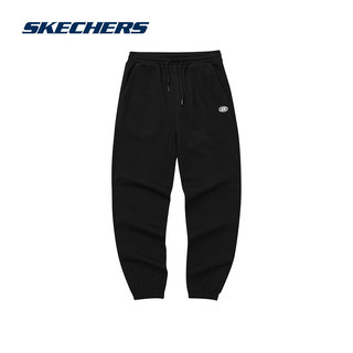 斯凯奇（Skechers）裤子男女同款2024春季休闲裤运动户外宽松黑色长裤L224M067 女款-碳黑/0018 L