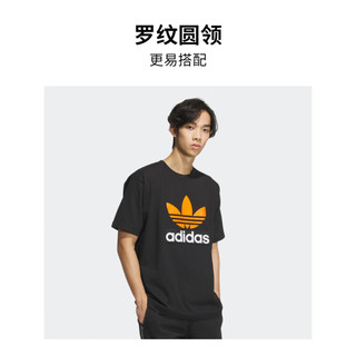 adidas运动圆领短袖T恤男装阿迪达斯三叶草JF0660 黑色 L