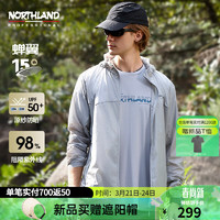 NORTHLAND 诺诗兰 【蝉翼15】户外防晒衣2024男女防紫外线UPF50+蝉翼防晒服 港雾灰色-男 180