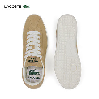 LACOSTE法国鳄鱼女鞋 2024运动休闲鞋板鞋复古低帮德训鞋47SFA0096 BW7/浅棕/米白色 3 35.5