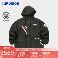 FILA FUSION x FACETASM斐乐潮牌棉服男2024春季宽松连帽外套 优雅黑-BK 170/92A/M