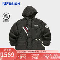 FILA FUSION x FACETASM斐乐潮牌棉服男2024春季宽松连帽外套 优雅黑-BK 185/104A/XXL