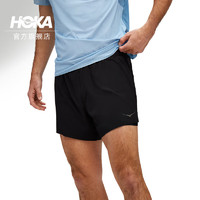 HOKA ONE ONE男款夏季5英寸二合一短裤GLIDE 5 SHORT 2IN 1透气 黑色