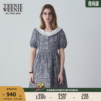 TEENIE WEENIE 小熊2024年夏季新款娃娃领连衣裙格纹裙蓬蓬裙时尚女 撞色 165/M