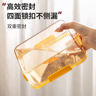 百畅食品级水果保鲜盒微波炉冰箱冷冻收纳分格便当盒大容量餐盒 水果收纳保鲜盒无格- 450ml