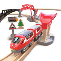 Hape 火车轨道隧道穿山套装3岁+智能声光运输套男女孩宝宝儿童玩具