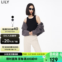 LILY 2023秋新款女装美式复古休闲都市通勤款时尚修身针织吊带背心 510黑色 M