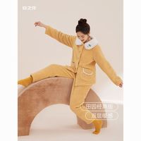 安之伴 睡衣女冬季珊瑚绒加厚保暖大码复合绒可外穿保暖家居服套装