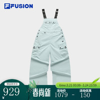 FILA FUSION斐乐潮牌梭织背带裤女2024夏时尚休闲宽松工装裤 质蓝色-LB 170/70A/L