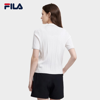 FILA 斐乐织衫女简约时尚休闲通勤POLO领短袖上衣