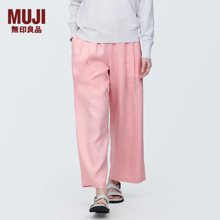 无印良品（MUJI） 女式 麻 宽版裤 裤子女款夏季款长裤休闲裤阔腿裤 BE1SKC4S 粉红色 XL(165/74A)