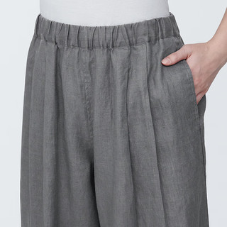 无印良品（MUJI） 女式 麻 宽版裤 裤子女款夏季款长裤休闲裤阔腿裤 BE1SKC4S 炭灰色 XS(150/58A)