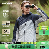 诺诗兰【蝉翼15】户外防晒衣2024男女防紫外线UPF50+蝉翼防晒服 冰川灰色/暗蓝宝石色-男 190