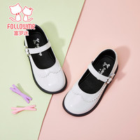 富罗迷女童皮鞋洋气花边公主鞋春秋女童透气舒适单鞋小皮鞋 白色 27码