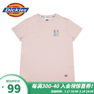 dickies短袖 绣花徽章短袖T恤 女式舒适棉面料Tee t恤女DK008821 荷花粉 00L