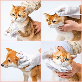 REICHOLD宠物免洗手套湿巾猫狗通用杀菌去味除臭擦脚洗澡全身清洁2袋装