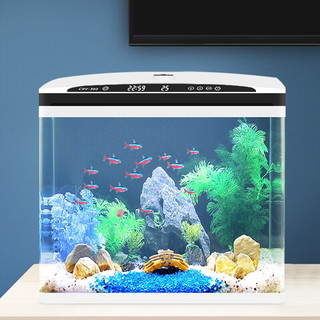 鱼之宝鱼缸自动恒温加热免换水懒人缸客厅鱼缸浮法玻璃鱼缸七色灯光 恒温加热款-CRV280