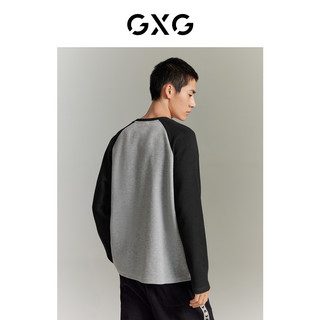 【龚俊心选】GXG男装 华夫格撞色插肩袖休闲舒适时尚长袖T恤