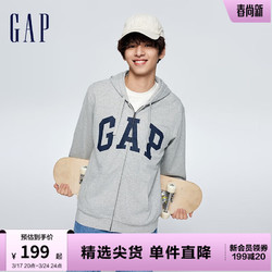 Gap 盖璞 男女装春季2024LOGO美式复古法式圈织软卫衣外套892182 灰色 180/100A(XL)亚洲尺码