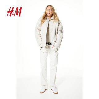 H&M HM女装短外套春季宽松格雷系长袖绗缝夹薄棉服1160727