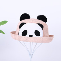 儿童草帽 韩版熊猫卡通遮阳帽