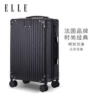 ELLE 她 29英寸黑色行李箱法国时尚轻奢拉杆箱女士旅行箱大容量TSA密码箱