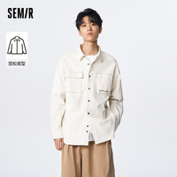 Semir 森马 长袖衬衫男春季时尚字母印花日常通勤宽松休闲翻领工装风上衣