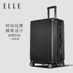 elle她行李箱时尚拉杆箱女士旅行箱万向轮男女登机箱商务密码箱黑色22