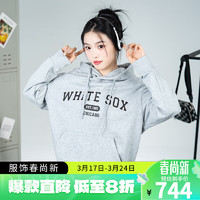 MLB 美职棒（MLB） mlb潮流女装 学院系列 时尚连帽套头衫卫衣女 44MGS/芝加哥白袜/浅灰色 XL