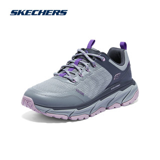 斯凯奇Skechers女士复古户外休闲鞋耐磨缓震舒适轻质透气运动鞋 炭灰色/紫色/CCPR(女) 35
