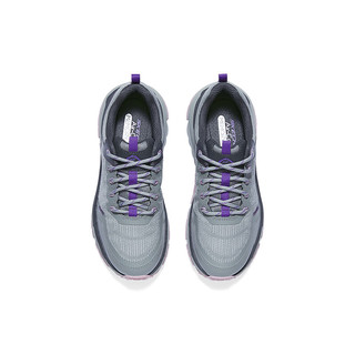 斯凯奇Skechers女士复古户外休闲鞋耐磨缓震舒适轻质透气运动鞋 炭灰色/紫色/CCPR(女) 35