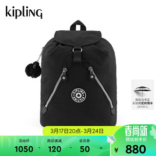 kipling 男女款轻便帆布2024春季双肩背包NEW FUNDAMENTAL L 竞黑色