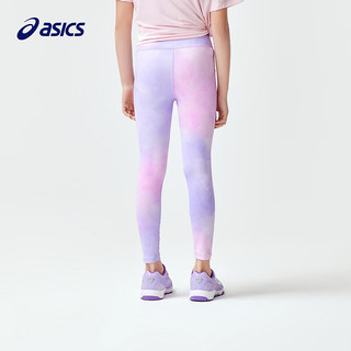 asics亚瑟士童装2024年春夏女童薄款柔软高弹舒适打底裤LEGGING 3501紫粉色满印 110cm