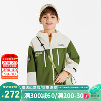 Jeep童装儿童冲锋衣2024春季防水防风男女童夹克户外登山服外套 军绿 140cm