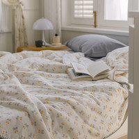 安睡宝（SOMERELLE）全棉双层纱大豆纤维夏凉被家用双人空调被夏季A类薄被子可机洗被 夏日樱桃【20%大豆纤维填充】 150x200cm单夏被【A类全棉面料】