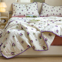 安睡宝（SOMERELLE）全棉双层纱大豆纤维夏凉被家用双人空调被夏季A类薄被子可机洗被 紫葡萄【20%大豆纤维填充】 200X230cm单夏被【A类全棉面料】