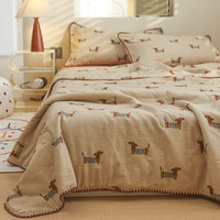 安睡宝（SOMERELLE）全棉双层纱大豆纤维夏凉被家用双人空调被夏季A类薄被子可机洗被 多米乐【20%大豆纤维填充】 150x200cm单夏被【A类全棉面料】