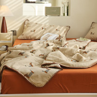 安睡宝（SOMERELLE）全棉双层纱大豆纤维夏凉被家用双人空调被夏季A类薄被子可机洗被 腊肠狗狗【20%大豆纤维填充】 120x150cm单夏被【A类全棉面料】