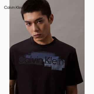 Calvin Klein Jeans24春夏男士时尚休闲绘画图案印花纯棉短袖T恤40BC831 BAE-太空黑 XL