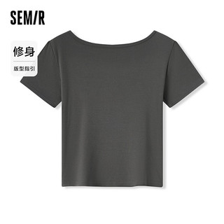 森马（Semir）内衣女简约内搭时尚百搭短袖上衣可外穿方领修身显瘦打底衫 品灰20222 155/80A/S