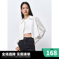 PEACEBIRD 太平鸟 2024年春季简约短款别致衬衫女截短式白色小衫上衣 白色 L