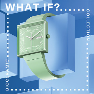 斯沃琪（Swatch）瑞士手表 WHAT IF.薄荷? 开学中性方表 SO34G701 绿色 