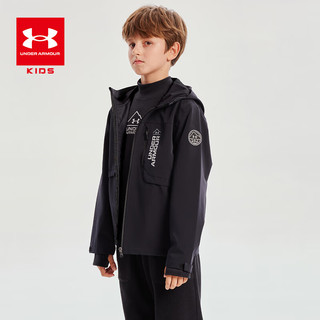 安德玛（Under Armour）男童外套春秋儿童风衣防风百搭舒适帅气男大童外套 黑色 170cm