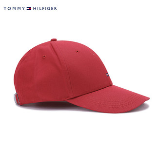 TOMMY HILFIGER【男女同款】 男女纯棉绣标金属调节扣弯檐棒球帽95041 红色611 均码（头围57-58cm）