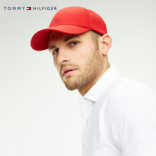 TOMMY HILFIGER【男女同款】 男女纯棉绣标金属调节扣弯檐棒球帽95041 红色611 均码（头围57-58cm）