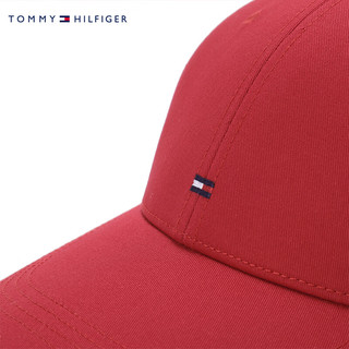 TOMMY HILFIGER【男女同款】 男女纯棉绣标金属调节扣弯檐棒球帽95041 红色611 均码（头围57-58cm）