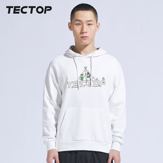 探拓（TECTOP）连帽卫衣男纯棉春秋季潮流简约带帽上衣女生宽松慵懒纯色帽衫 纯净白（通款） M