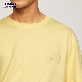 TOMMY JEANS 24春季男纯棉平纹针织签字刺绣合身短袖T恤DM0DM17994 柠檬黄ZHO L （：150-165斤）