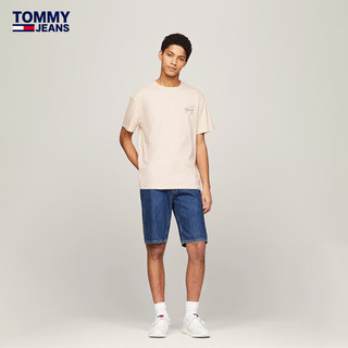 TOMMY JEANS 24春季男纯棉平纹针织签字刺绣合身短袖T恤DM0DM17994 米白色ACG XL （：165-180斤）