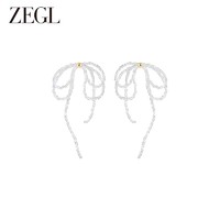 ZENGLIU ZEGL蝴蝶结耳环女小众设计感高级耳钉2024年新款爆款夏季银针耳饰